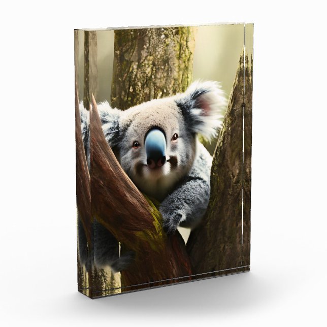 Glücklicher australischer Koala in Tree, Foto Bloc (Links)