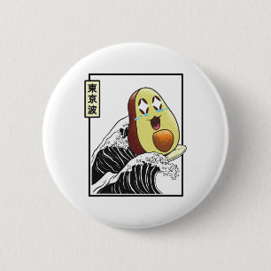 Glücklicher Avocado Surft Japan Kanagawa Welle Kaw Button
