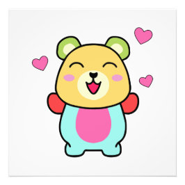 Glücklicher, Baby Teddy Bär mit Liebe Herz. Fotodruck