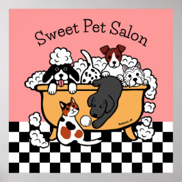 Glücklicher Bath Time Black Labrador Pet Salon Poster