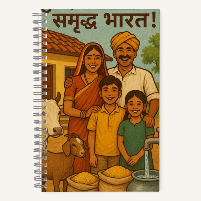 Glücklicher Bauer, Wohlhabendes Indien Notizbuch (Vorderseite)