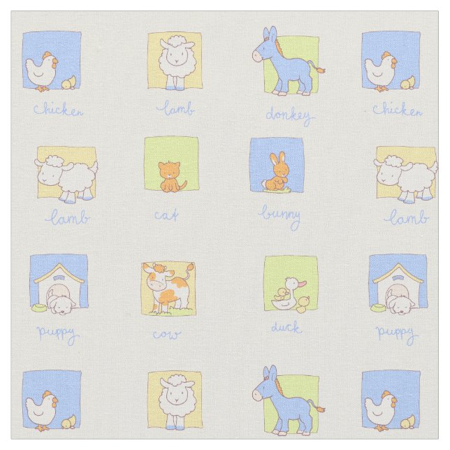 Glücklicher Bauernhof Stoff (Nahaufnahme)