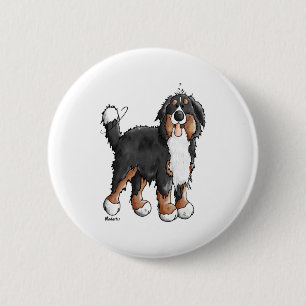 Glücklicher Berner Sennenhund - Comic - Hunde - Ca Button