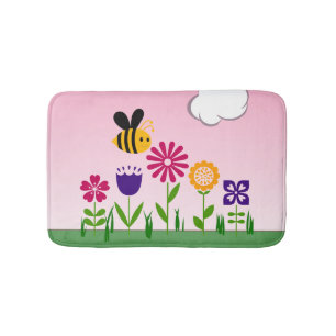 Glücklicher Bienen-Blumen-Garten Badematte
