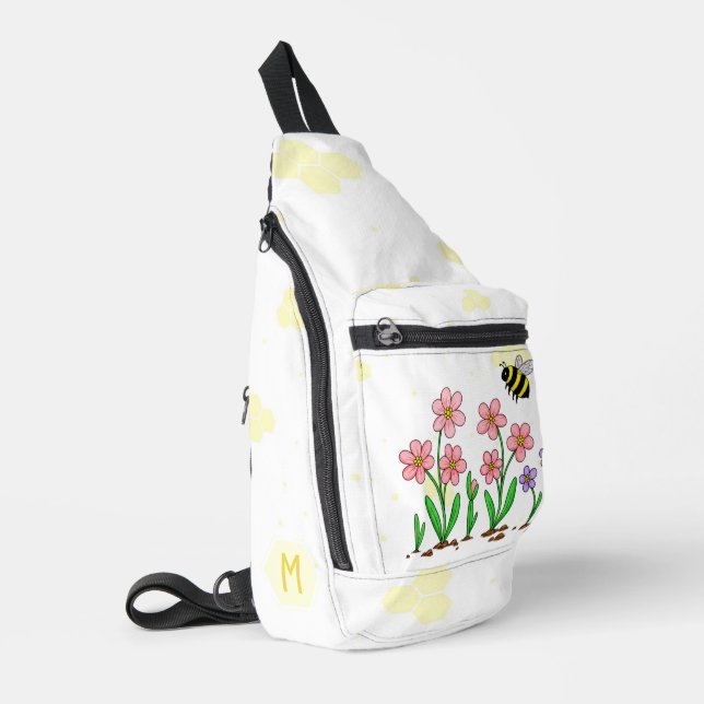 Glücklicher Bienengarten Crossbody Bag (Linke Seite)