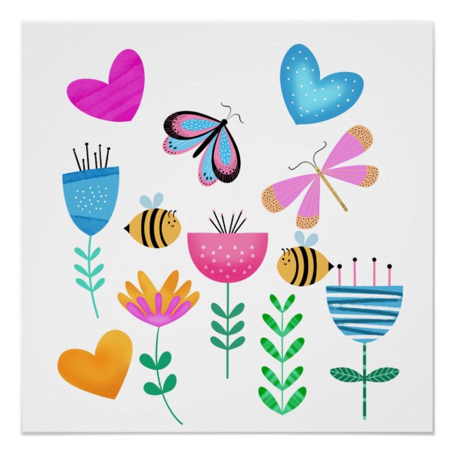 Glücklicher Bienengarten Poster (Vorderseite)