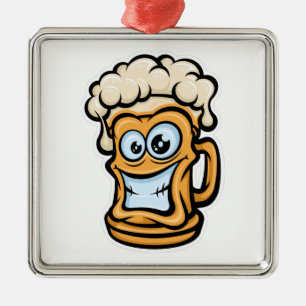 Glücklicher Bierkrug, Lustige Illustration Ornament Aus Metall