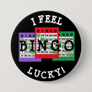 Glücklicher BINGO Knopf mit Bingokarten Button