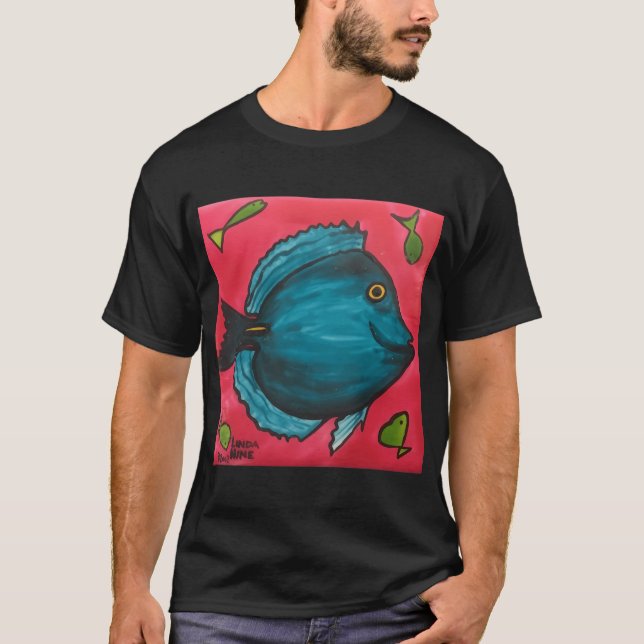 Glücklicher blauer Fisch T-Shirt (Vorderseite)