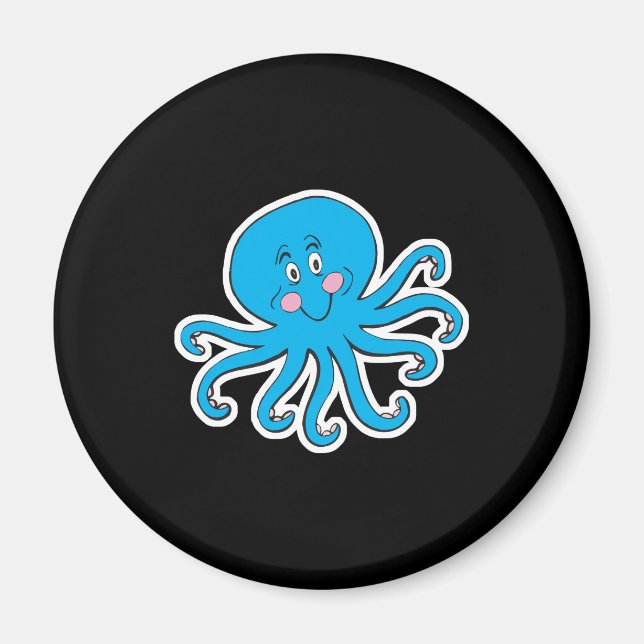 glücklicher blauer Oktopus Magnet (Vorne)