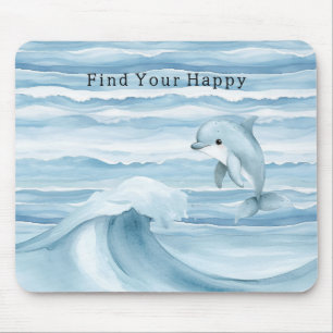 Glücklicher blauer Ozean Delfin Wellen Mousepad