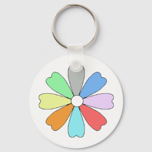Glücklicher Blumenknopf Schlüsselanhänger