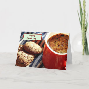 Glücklicher Boss-Tag mit Kaffee und Keksen Karte