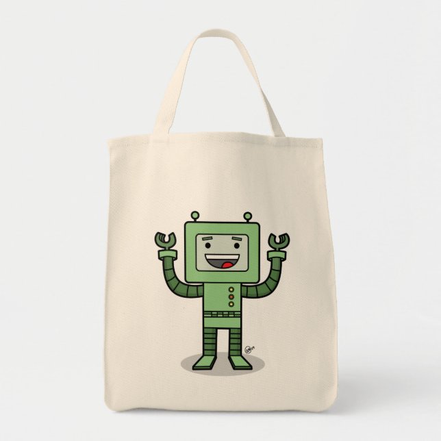 Glücklicher Bot - Lebensmittelgeschäft-Tasche Tragetasche (Vorne)