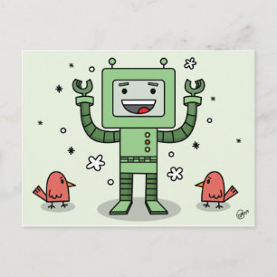 Glücklicher Bot und Freunde - Postkarte