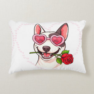 Glücklicher Bullterrier Dekokissen