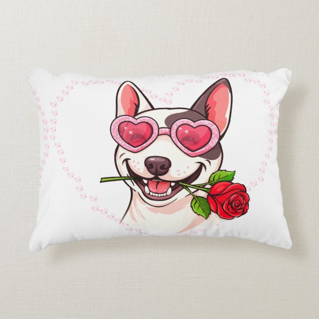 Glücklicher Bullterrier Dekokissen (Vorderseite)