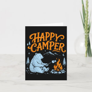 Glücklicher Camper-Bär, der Marshmallows röstet De Karte