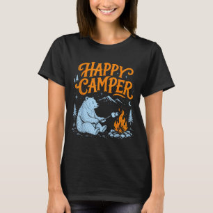 Glücklicher Camper-Bär röstet Marshmallows-Design  T-Shirt
