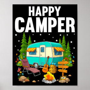 Glücklicher Camper Bäume Sterne und Camp-Anhänger Poster