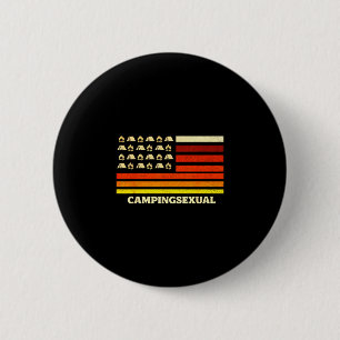 Glücklicher Camper Camping-Leben Retro-Flagge Zelt Button