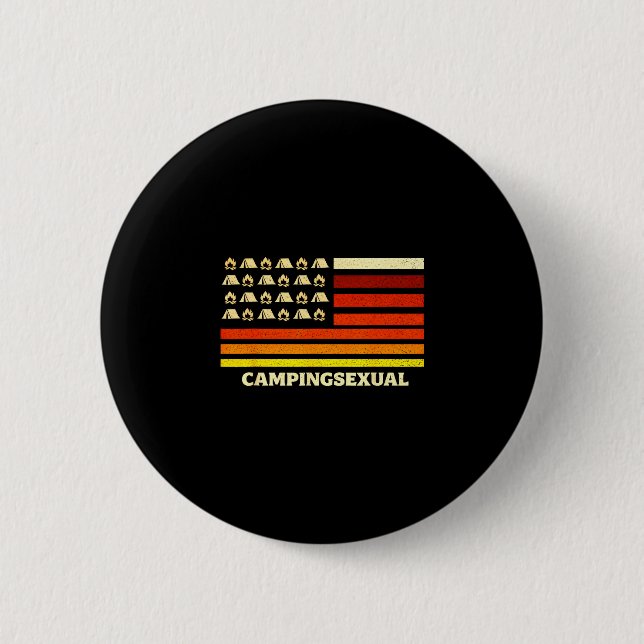 Glücklicher Camper Camping-Leben Retro-Flagge Zelt Button (Vorderseite)