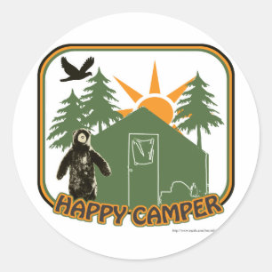 Glücklicher Camper Klassiker Runder Aufkleber