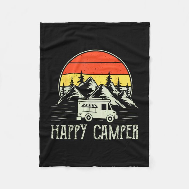 Glücklicher Camper Kleinkind Junge lustig vintage  Fleecedecke (Vorderseite)