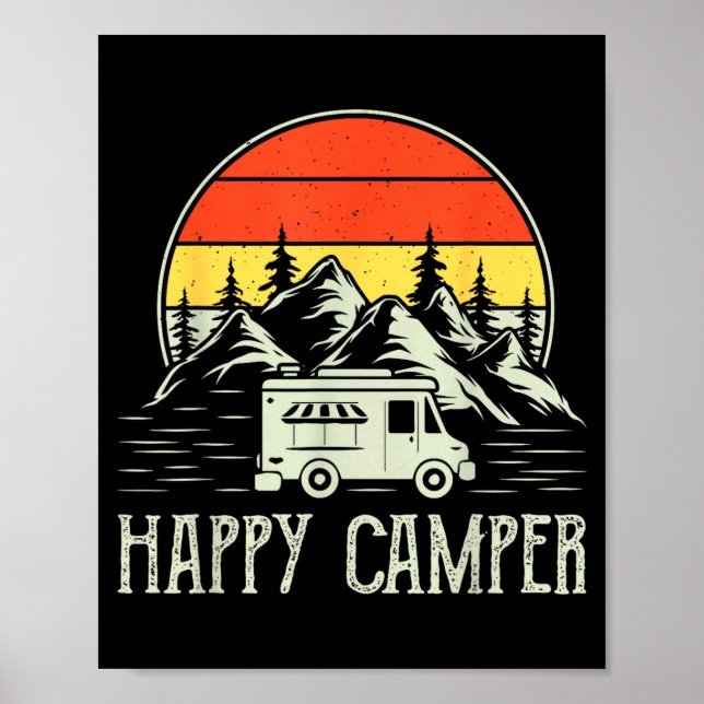 Glücklicher Camper Kleinkind Junge lustig vintage  Poster (Vorne)