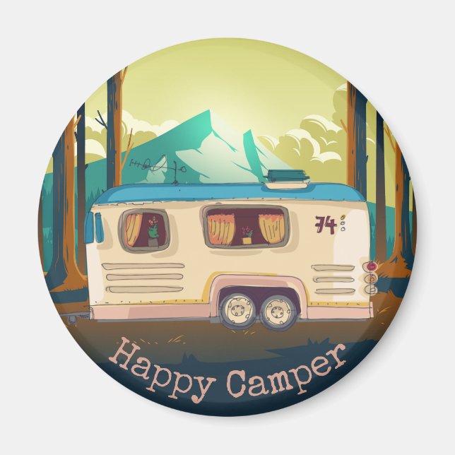 Glücklicher Camper Magnet (Vorne)