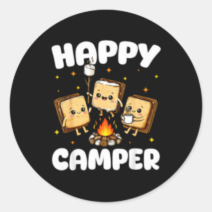 Glücklicher Camper Marshmallow Lustiges Camping Mä Runder Aufkleber