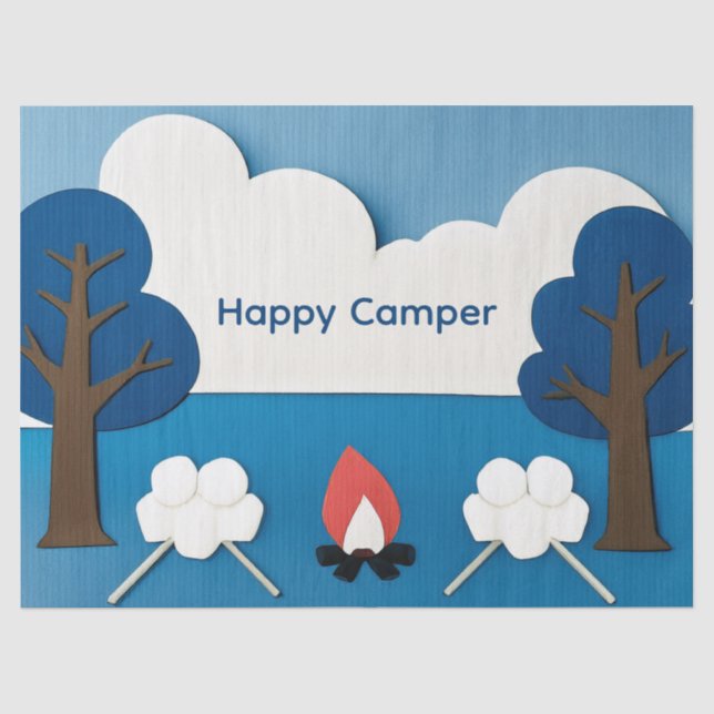 Glücklicher Camper mit individuellem Text mit Feue Seidenpapier (Vorderseite)