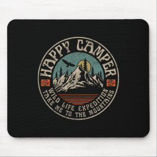Glücklicher Camper Retro Vintage Camping Wandern B Mousepad