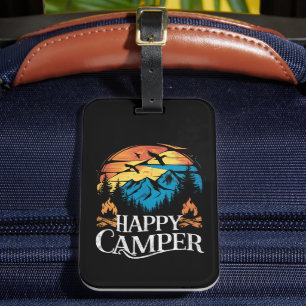 Glücklicher Camper Retro Vintage passender Camping Gepäckanhänger