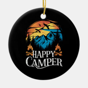 Glücklicher Camper Retro Vintage passender Camping Keramik Ornament