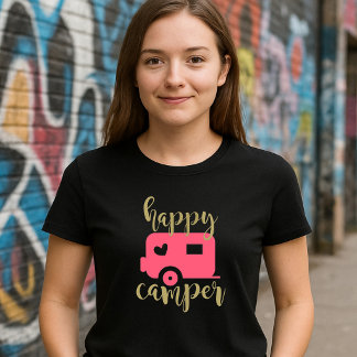 Glücklicher Camper - Rosa Herz Camper  T-Shirt