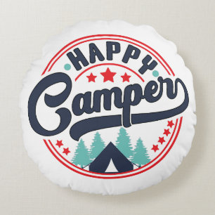 Glücklicher Camper Rundes Kissen
