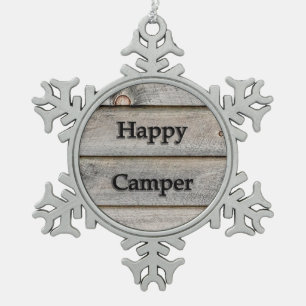 Glücklicher Camper Schneeflocken Zinn-Ornament