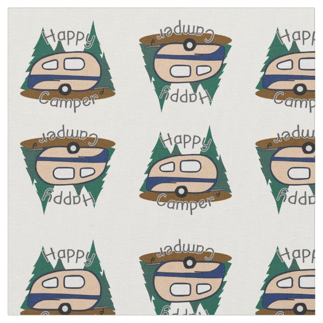 glücklicher Camper Stoff (Nahaufnahme)