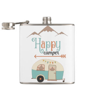 Glücklicher Camper Süßer Retro-Wohnwagen Flachmann