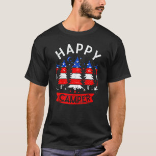 Glücklicher Camper US-Flagge Patriotisch 4. Juli C T-Shirt