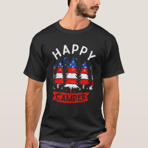 Glücklicher Camper US-Flagge Patriotisch 4. Juli C T-Shirt
