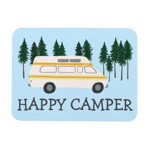 GLÜCKLICHER CAMPER Vanlife Wohnmobil Camping Bäume Magnet