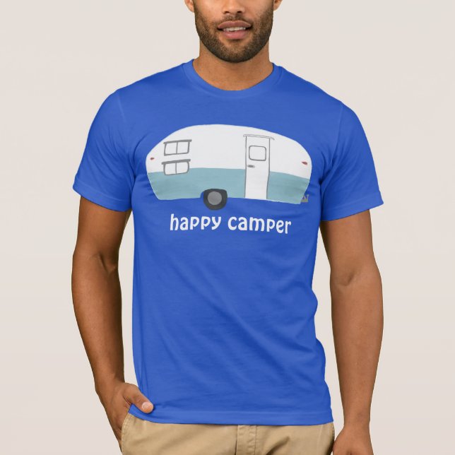 GLÜCKLICHER CAMPER? Vintages Camping Anhänger CUST T-Shirt (Vorderseite)