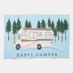 GLÜCKLICHER CAMPER whimsical Motorhome RVing Wald Geschirrtuch
