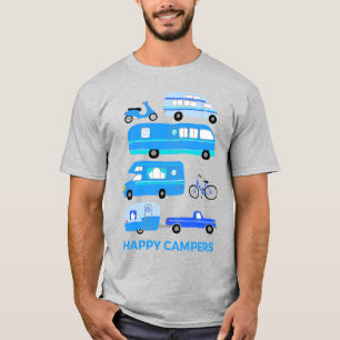 GLÜCKLICHER CAMPERS Vintag Retro Trailer RV Vanli T-Shirt