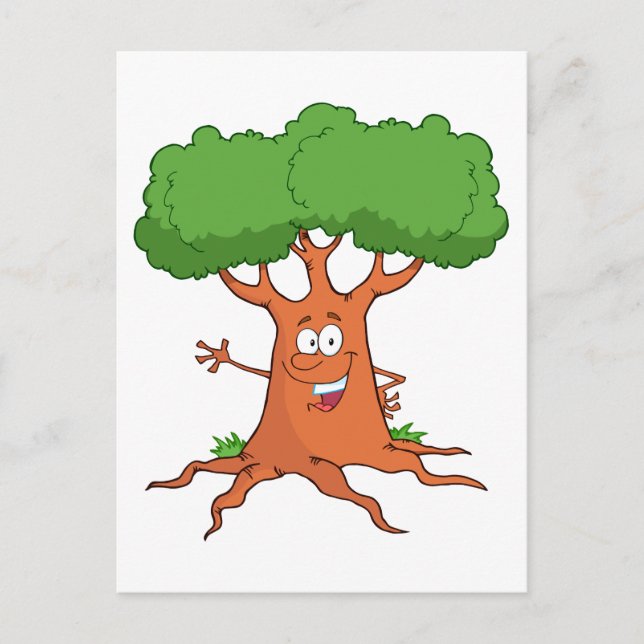 glücklicher Cartoon-Baum Postkarte (Vorderseite)