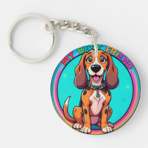 Glücklicher Cartoon-Beagle-Hund, mein bester Freun Schlüsselanhänger