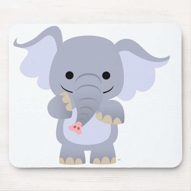 Glücklicher Cartoon-Elefant Mousepad (Vorne)