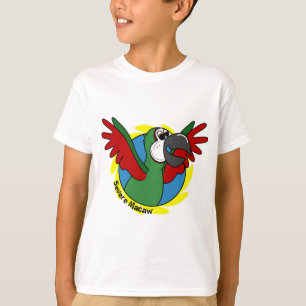 Glücklicher Cartoonstrengen Macaw-Kindes T-Shirt